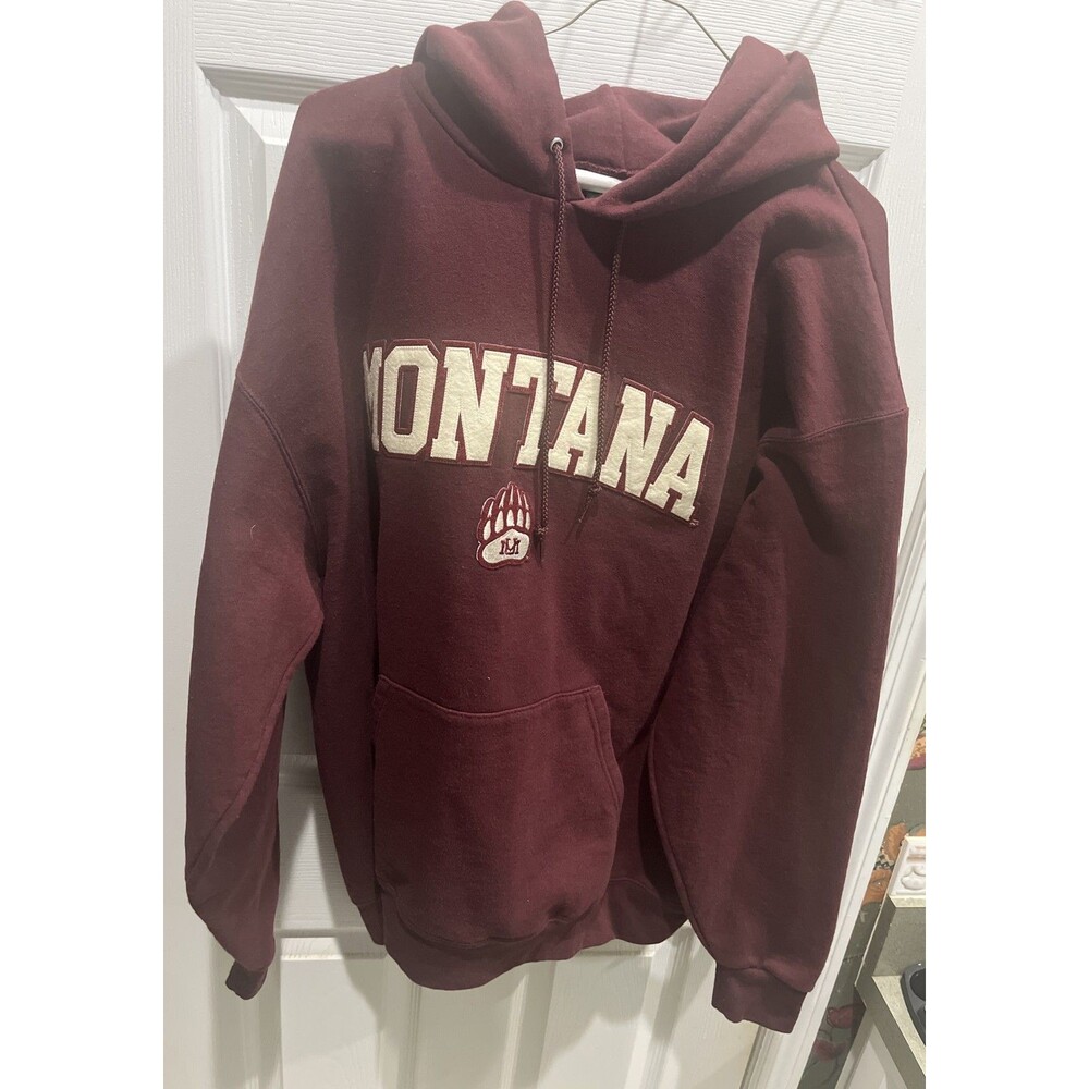 Montana Champion Eco Hoodie Sweatshirt Mens Size XL Maroon Red VTG